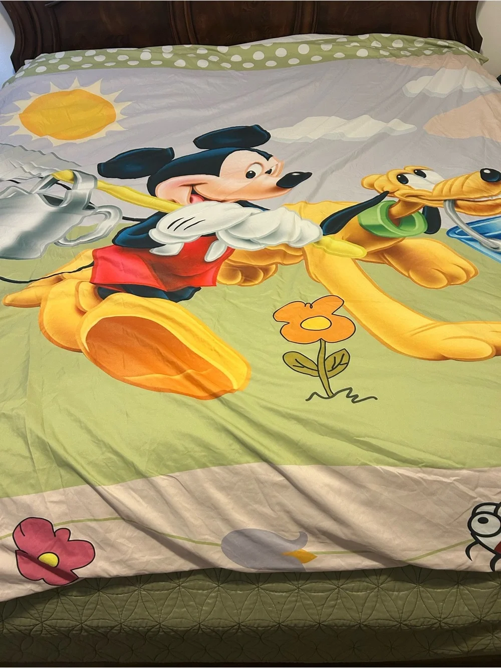 Disney Mickey & Pluto Kids Sheet Set - Green/Yellow/Red/Black